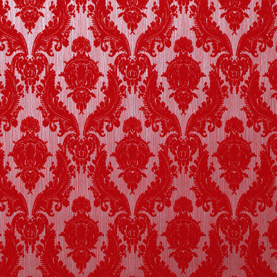 Petite Heirloom Flocked Wallcovering - Variegated Scarlet