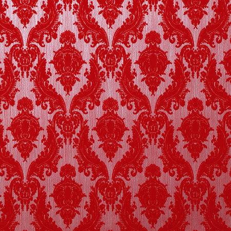 Petite Heirloom Flocked Wallcovering - Variegated Scarlet
