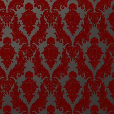 Petite Heirloom Flocked Wallcovering - Burgundy & Slate