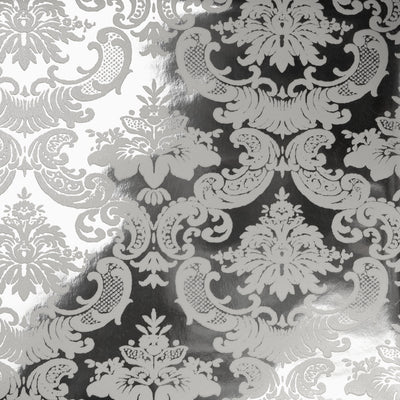 Madison Flocked Wallcovering - White & Silver