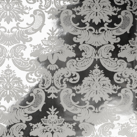Madison Flocked Wallcovering - White & Silver