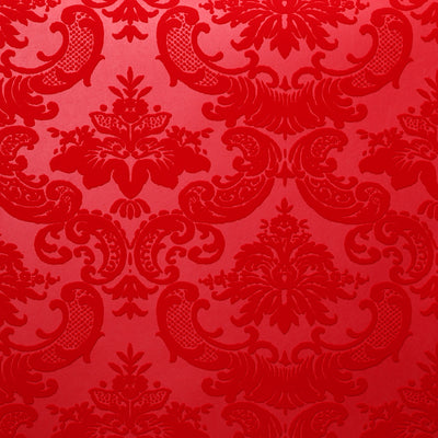 Madison Flocked Wallcovering - Crimson