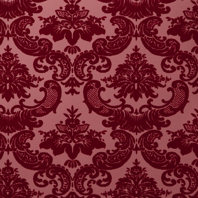 Madison Flocked Wallcovering - Maroon