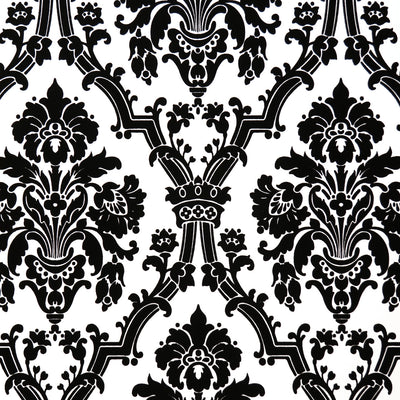 Empire Flocked Wallcovering - Black & White