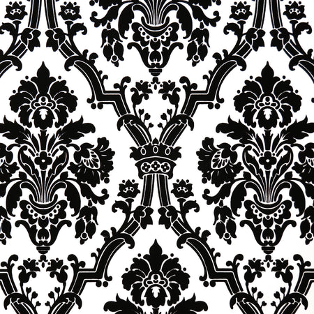 Empire Flocked Wallcovering - Black & White