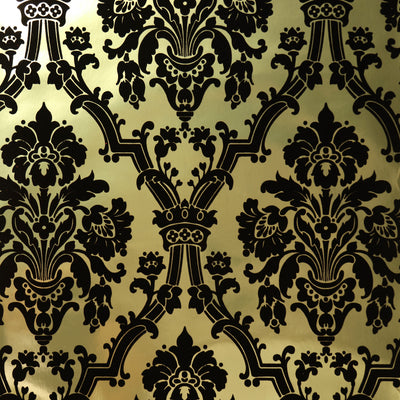 Empire Flocked Wallcovering - Black & Gold