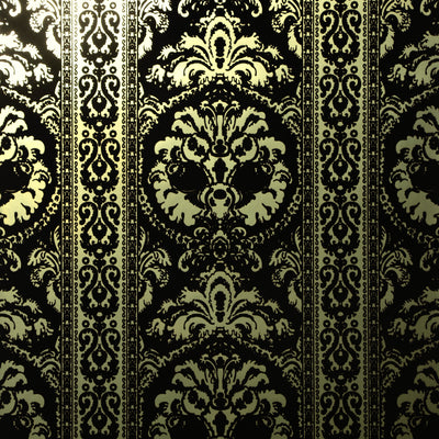 St. Moritz Flocked Wallcovering - Black & Gold