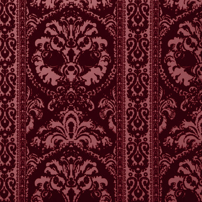 St. Moritz Flocked Wallcovering - Maroon