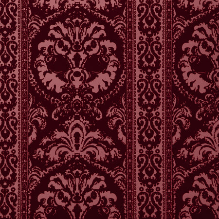 St. Moritz Flocked Wallcovering - Maroon