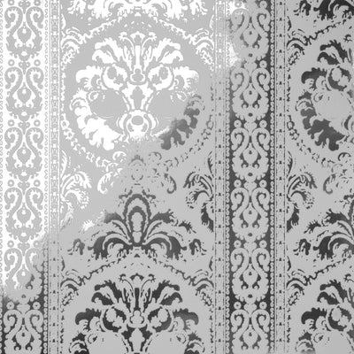 St. Moritz Flocked Wallcovering - White & Silver