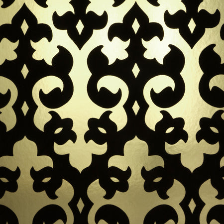 Grille Flocked Wallcovering - Black & Gold