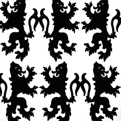 Griffons Flocked Wallcovering - Black & White