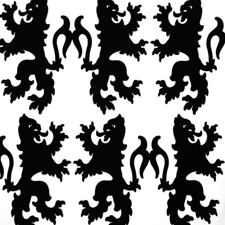 Griffons Flocked Wallcovering - Black & White