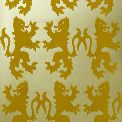 Griffons Flocked Wallcovering - Golden