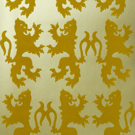 Griffons Flocked Wallcovering - Golden