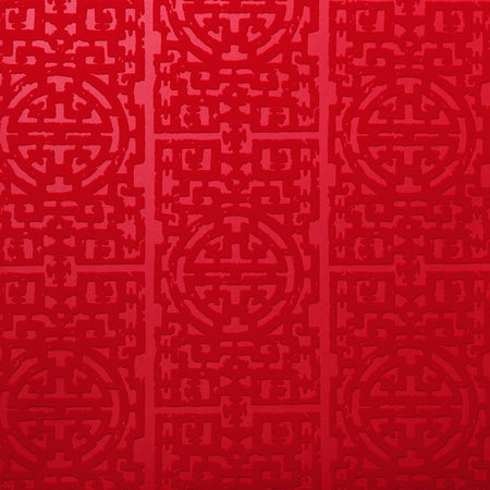 Zodiac Flocked Wallcovering - Crimson