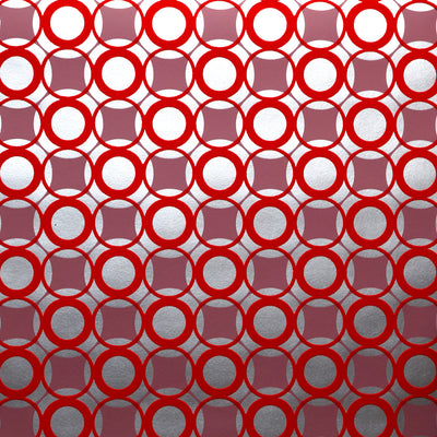 Circles Flocked Wallcovering - Scarlet