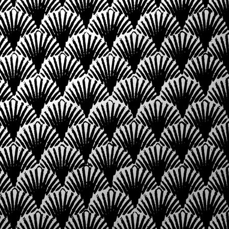 Art Deco Fans Flocked Wallcovering - Black & Silver