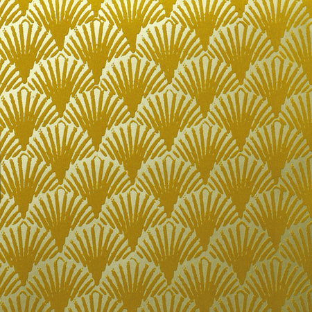 Art Deco Fans Flocked Wallcovering - Golden