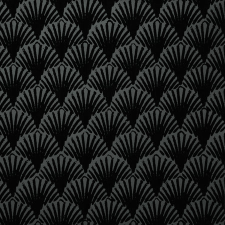 Art Deco Fans Flocked Wallcovering - Noir