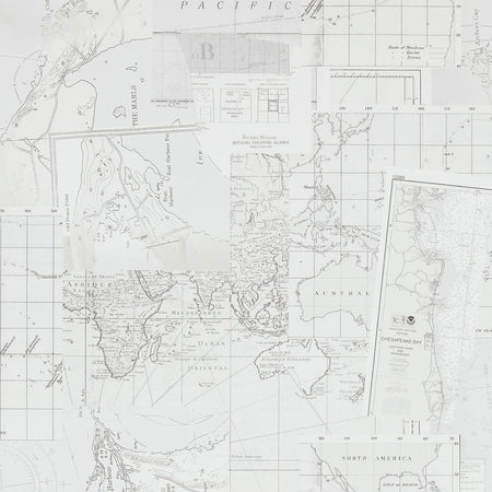 Collaged Maps - Grey Wallpaper