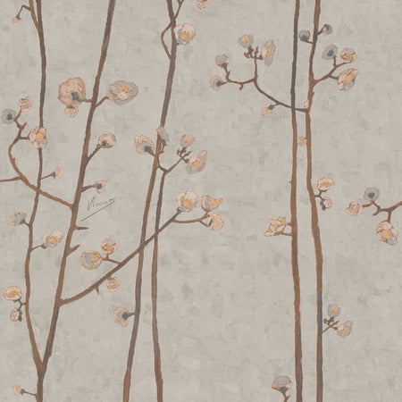 Flowering Plum Tree - Grey Wallpaper