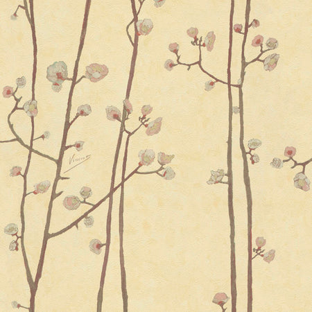 Flowering Plum Tree - Cream Wallpaper