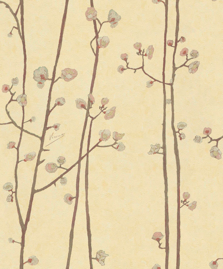 Flowering Plum Tree - Cream Wallpaper