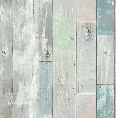 Deena Turquoise Distressed Wood Wallpaper Wallpaper