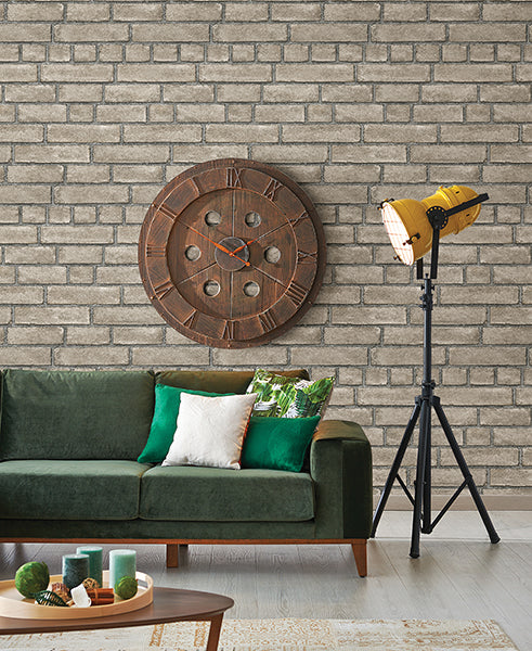 Façade Taupe Brick Wallpaper