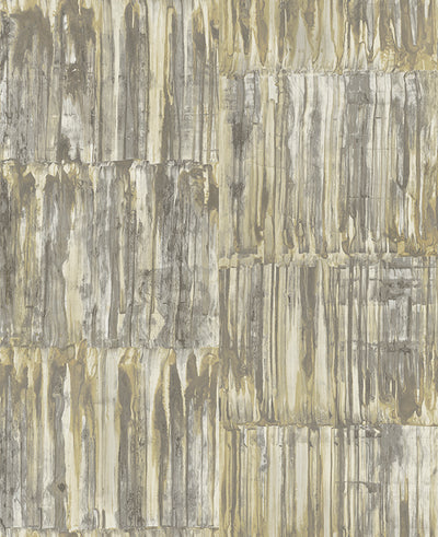 Patina Panels Yellow Metal Wallpaper Wallpaper