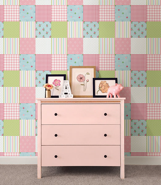 Patchwork Pink Patchwork Wallcovering