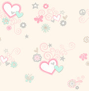 Heart Felt Beige Hearts Wallpaper