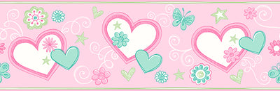 Heart Felt Doodle Green Border Wallpaper