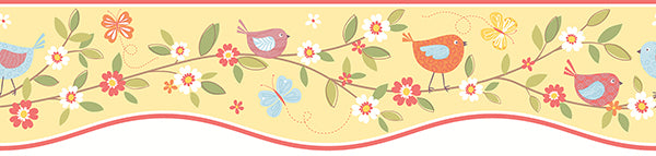 Bird House Village Honey Border Wallpaper