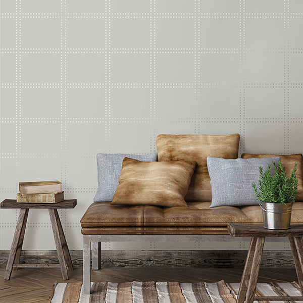 Gridlock Light Grey Geometric Wallpaper