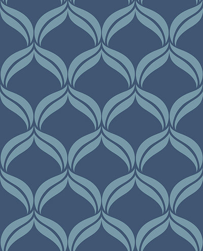 Petals Blue Ogee Wallpaper Wallpaper