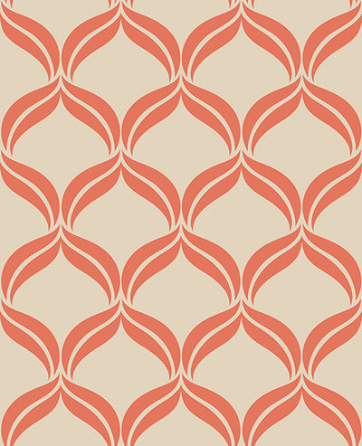 Petals Orange Ogee Wallpaper Wallpaper