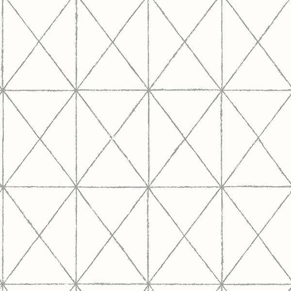Intersection White Geometric Wallcovering Astek