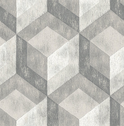 Rustic Wood Tile Ash Geometric Wallpaper Wallpaper