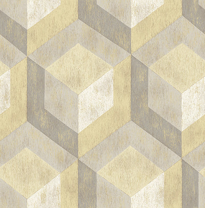 Rustic Wood Tile Honey Geometric Wallpaper Wallpaper