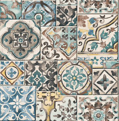 Marrakesh Tiles Teal Mosaic Wallpaper Wallpaper