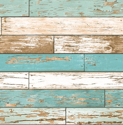 Scrap Wood Turquoise Weathered Texture Wallpaper Wallpaper