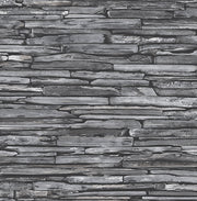 Stacked Slate Charcoal Industrial Wallpaper Wallpaper