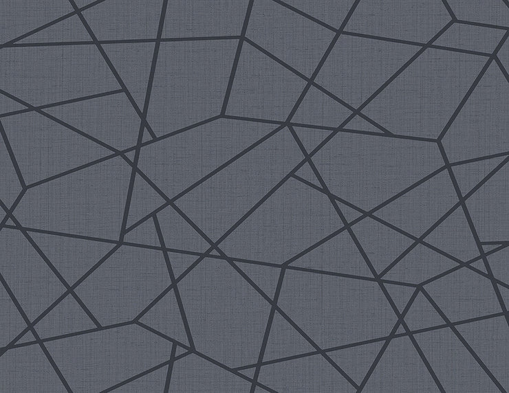 Heath Blue Geometric Linen Wallpaper Wallpaper