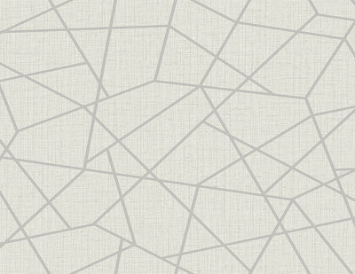 Heath Silver Geometric Linen Wallpaper Wallpaper