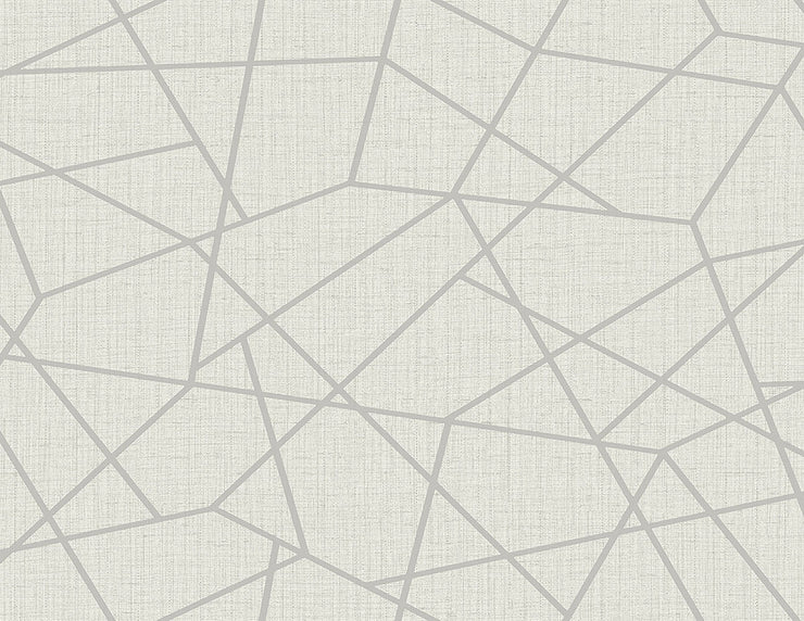 Heath Silver Geometric Linen Wallpaper Wallpaper