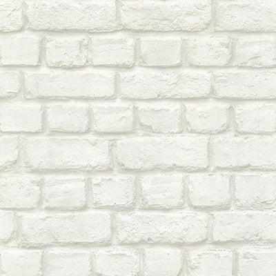 Chugach White Whitewashed Brick Wallpaper Wallpaper