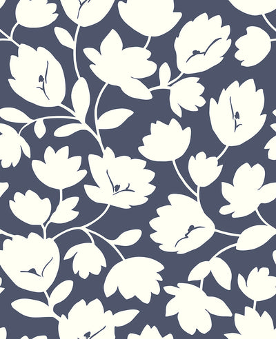 Astrid Navy Floral Wallpaper Wallpaper