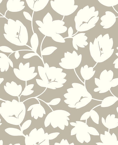 Astrid Taupe Floral Wallpaper Wallpaper